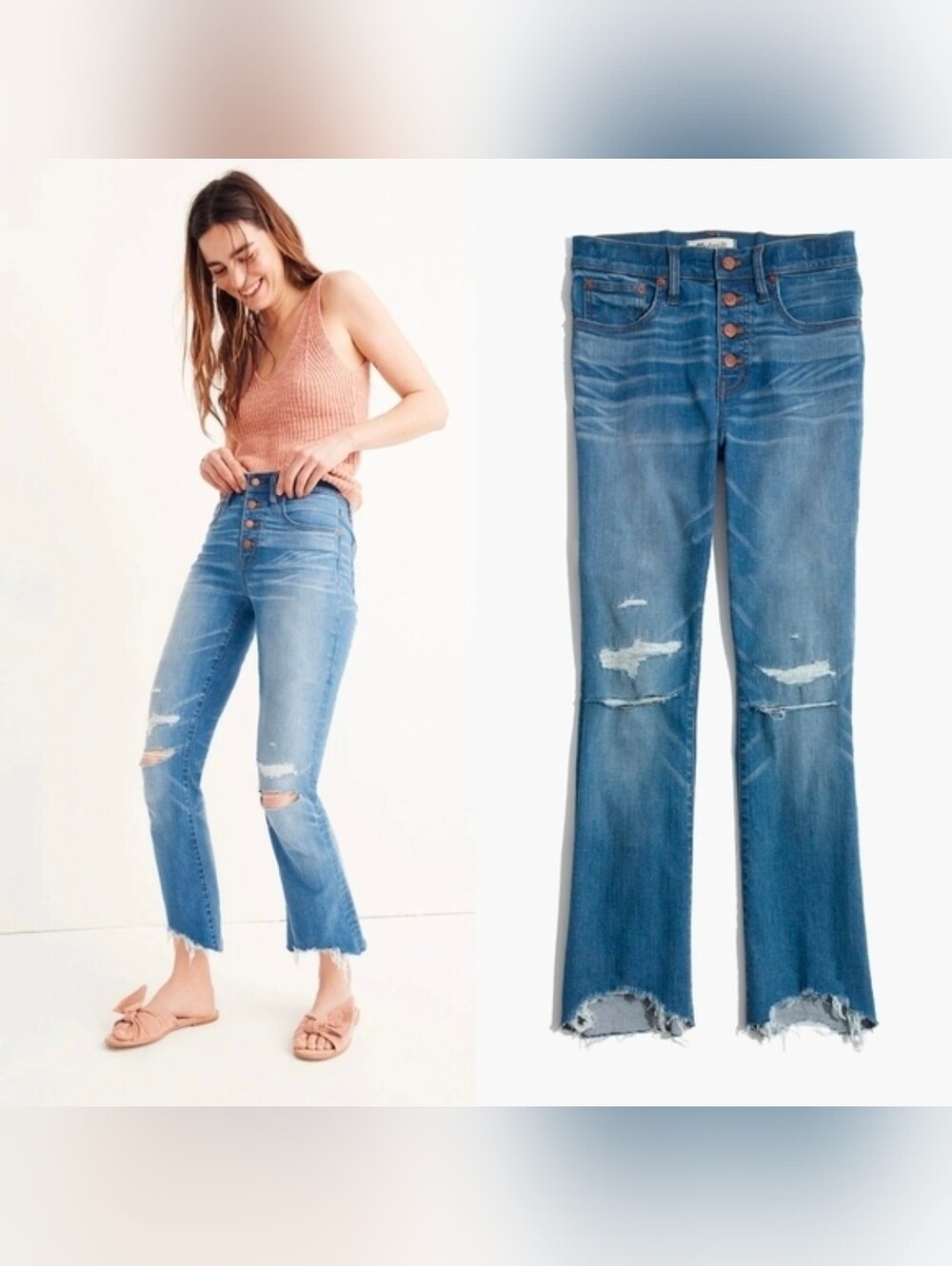 Madewell Cali Demi-Boot Jeans in Bronson Wash: Button-Front Edition